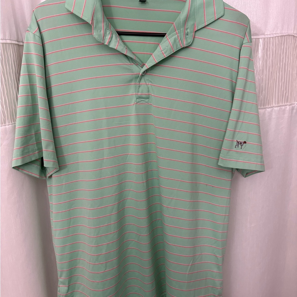 Men’s Medium Souther Point Mint Green Striped Polo Shirt